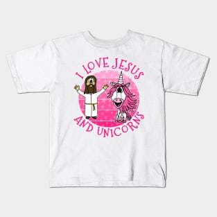 I Love Jesus and Unicorns Christian Unicorn Funny Kids T-Shirt